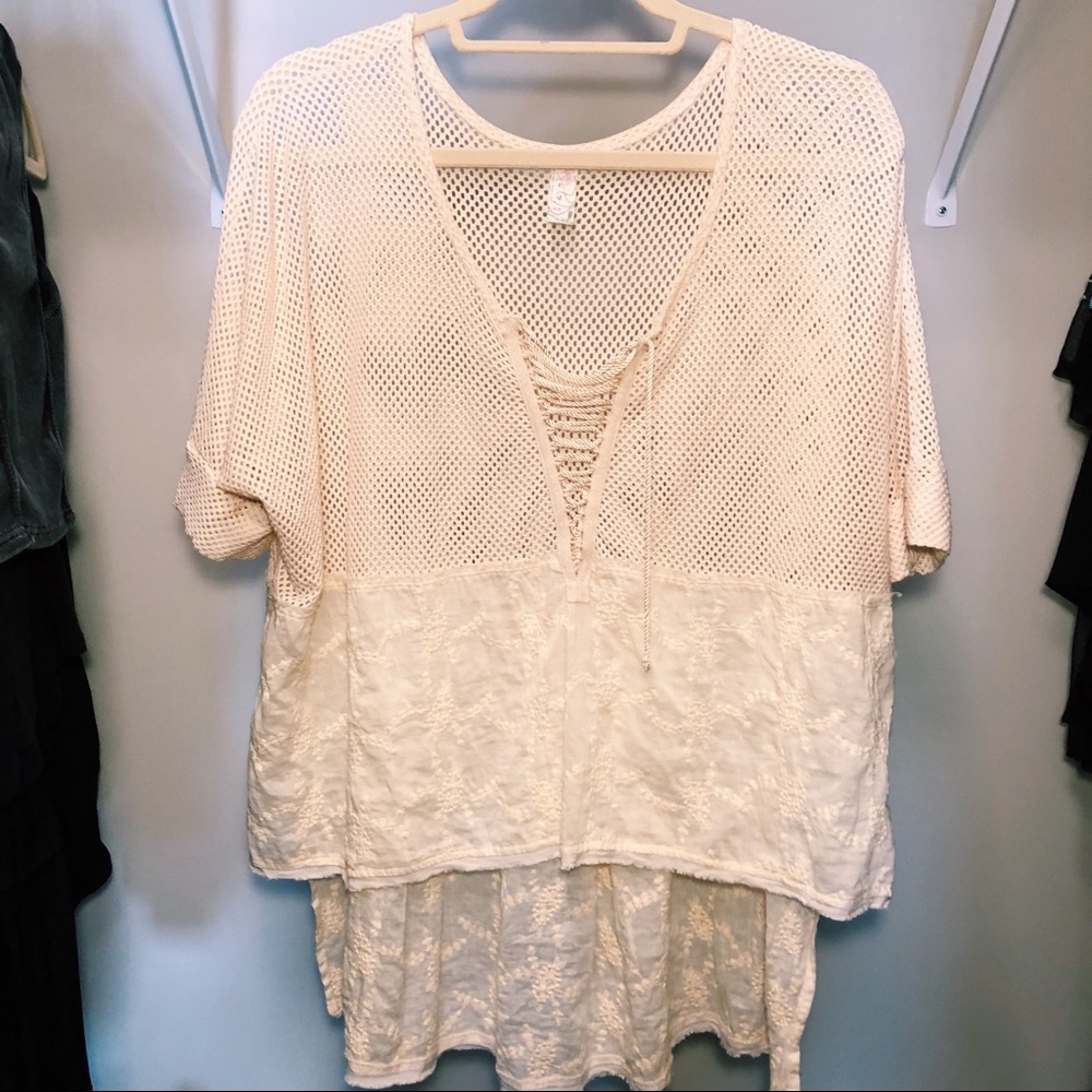 Free People Cream Blouse